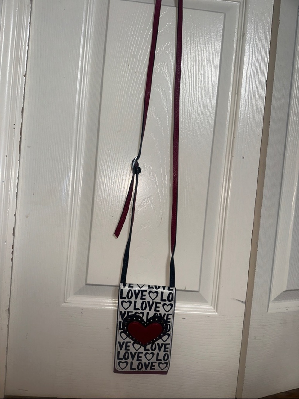 Brighton Black and White Crossbody with Red Heart Accent
